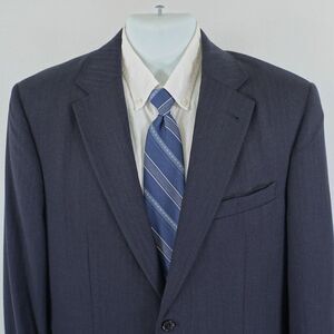 Jos A Bank Tailored Fit Signature Wool Blue Herringbone 42R Blazer / Suit Jacket